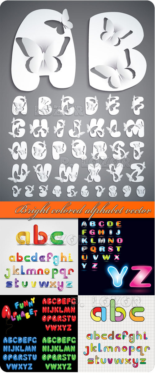 Bright colored alphabet vector