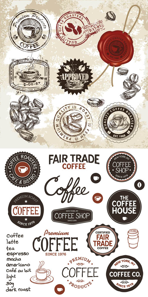 Coffee - Vintage Labels Vector S.8 