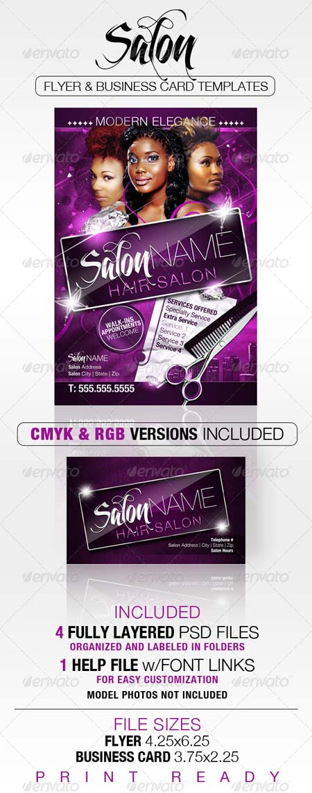 GraphicRiver Salon Flyer and Business Card Templates Photoshop