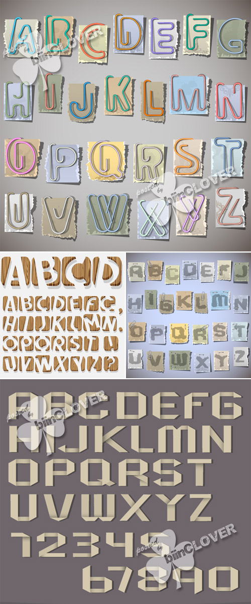 Set of different alphabets and numbers 0178