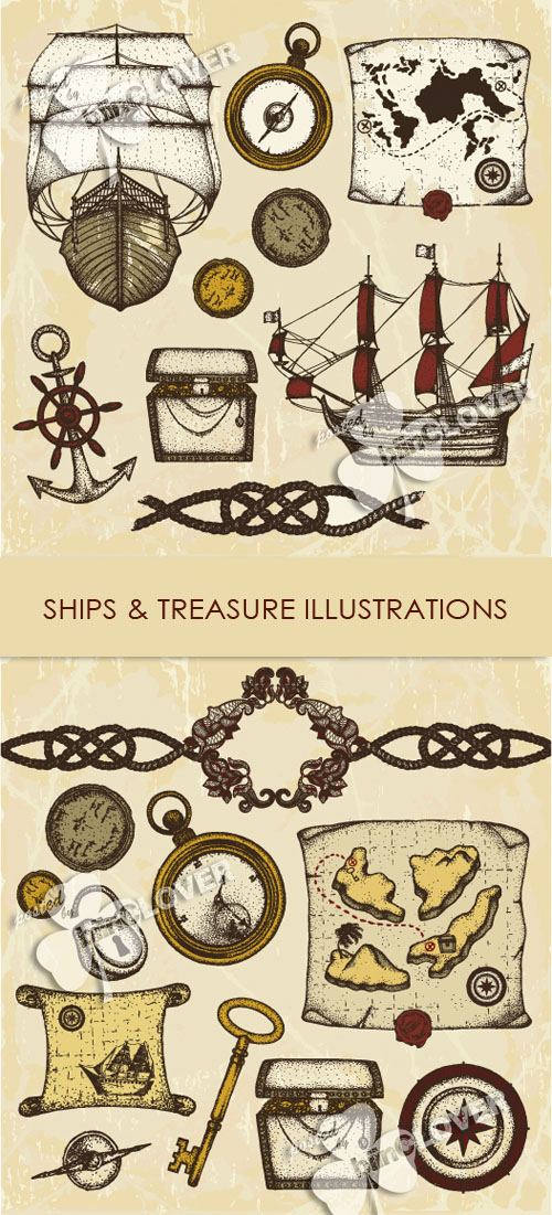 Ships and treasure illustration 0183