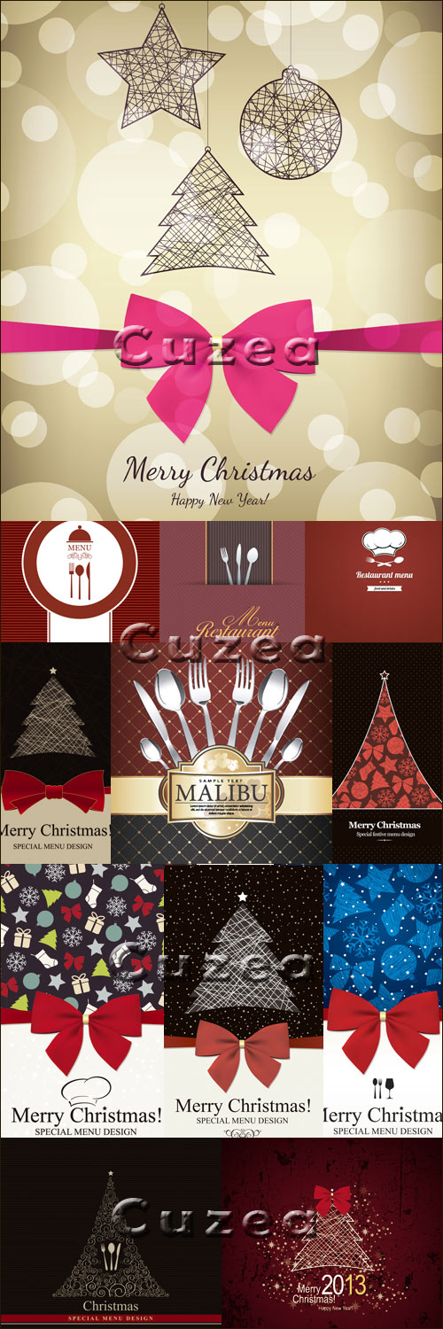 Festive New Year's menus in a vector