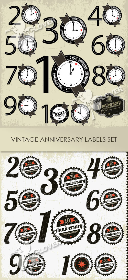 Vintage anniversary labels set 0318