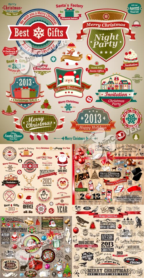 2013 Christmas vintage design elements 0319